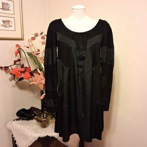 NWT NOUSVOUS Women's Well Design Tailored Black Patchwork Midi Dress 8 M